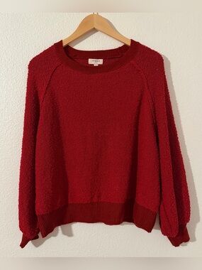 UMGEE Red Boucle Sweater Crewneck with Slouchy Dolman Sleeves Size XL
